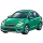 Illustrated emerald sedan with a coverage shield