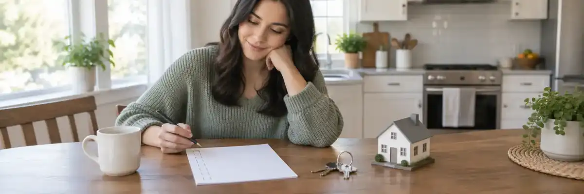 First-time buyer reviewing a home insurance checklist