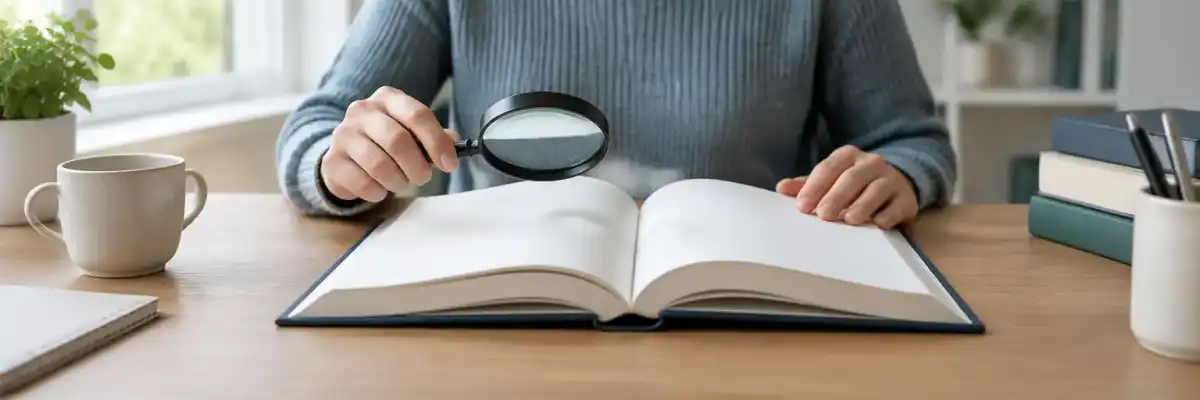 Person looking up insurance terms in a guidebook