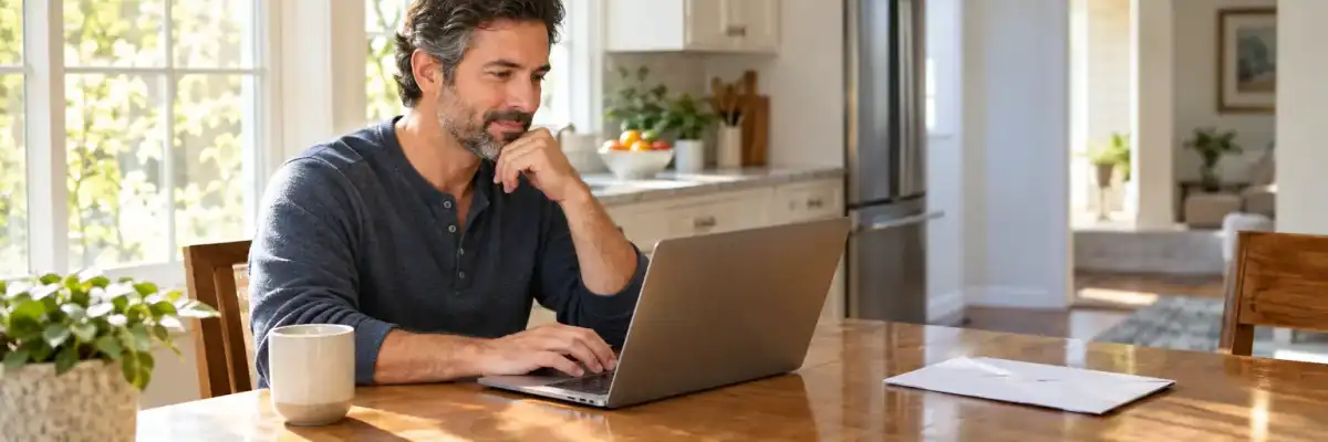 Person completing a no-exam life insurance application at a kitchen table